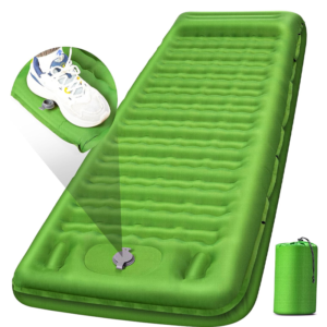 Camping Sleeping Pad, Extra Thick 5 Inch Camping Mat with Pillow Built-in Foot Pump Inflatable Sleeping Pads Compact for Camping Backpacking Hiking Traveling Tent（Green）