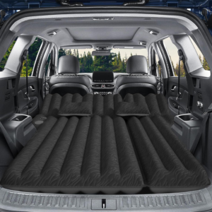 SUV Air Mattress: Inflatable Car Air Mattress for Camping, Flocking Car Bed with Air Pump & 2 Pillows, Portable Sleeping Pad Mattress for Home Car Travel Camping Black